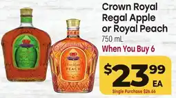 Tony’s Fresh Market Crown Royal Regal Apple or Royal Peach offer