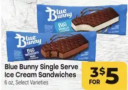Tony’s Fresh Market Blue Bunny Single Serve Ice Cream Sandwiches offer
