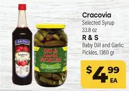 Tony’s Fresh Market Cracovia Selected Syrup 33.8 oz, R & S Baby Dill and Garlic Pickles 1360 gr offer