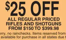Dunham's Sports ALL REGULAR PRICED RIFLES AND SHOTGUNS offer