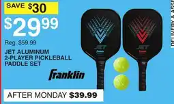 Dunham's Sports JET ALUMINUM 2-PLAYER PICKLEBALL PADDLE SET offer