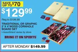 Dunham's Sports TRADITIONAL OR GRAPHIC 2' X 4' WOOD CORNHOLE BOARD SET offer