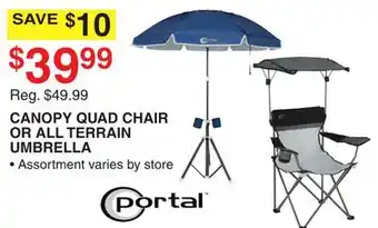 Dunham's Sports PORTAL CANOPY QUAD CHAIR OR ALL TERRAIN UMBRELLA offer