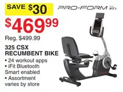 Dunham's Sports PRO-FORM 325 CSX RECUMBENT BIKE offer