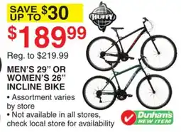 Dunham's Sports MEN'S 29 OR WOMEN'S 26 INCLINE BIKE offer