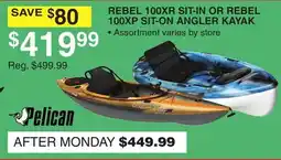 Dunham's Sports REBEL 100XR SIT-IN OR REBEL 100XP SIT-ON ANGLER KAYAK offer