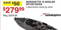 Dunham's Sports SUNDOLPHIN MARQUETTE 10 ANGLER SIT-ON KAYAK offer