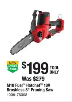 The Home Depot MILWAUKEE M18 Fuel Hatchet 18V Brushless 8 Pruning Saw offer