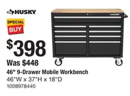 The Home Depot HUSKY 46 9-Drawer Mobile Workbench offer