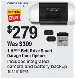 The Home Depot Chamberlain 1 HP** Belt Drive Smart Garage Door Opener offer