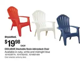 The Home Depot STYLEWELL Stackable Resin Adirondack Chair offer