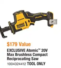 The Home Depot DEWALT Atomic 20V Max Brushless Compact Reciprocating Saw offer