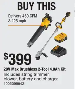 The Home Depot DEWALT 20V Max Brushless 2-Tool 4.0Ah Kit offer