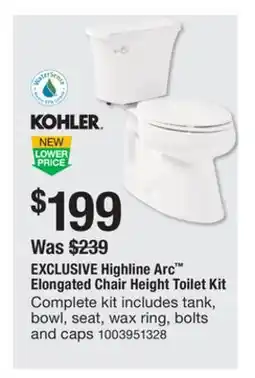 The Home Depot KOHLER Highline Arc Elongated Chair Height Toilet Kit offer