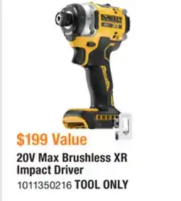 The Home Depot DEWALT 20V Max Brushless XR Impact Driver offer