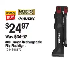 The Home Depot HUSKY 800 Lumen Rechargeable Flip Flashlight offer