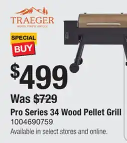 The Home Depot TRAEGER Pro Series 34 Wood Pellet Grill offer