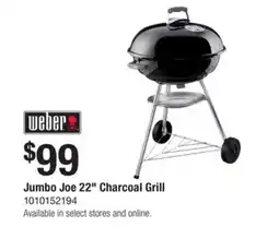 The Home Depot WEBER Jumbo Joe 22 Charcoal Grill offer