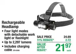 Menards Rechargeable Headlamp offer