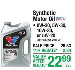 Menards Synthetic Motor Oil offer