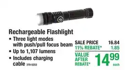 Menards Rechargeable Flashlight offer