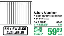 Menards Asbury Aluminum offer