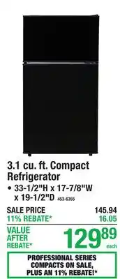 Menards 3.1 cu. ft. Compact Refrigerator offer