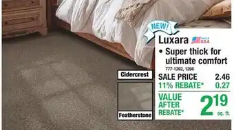 Menards Luxara CARPET offer