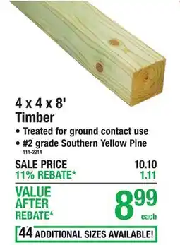 Menards AC2 4 x 4 x 8' Timber PRESSURE TREATED offer