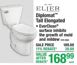 Menards Diplomat Tall Elongated EverClean surface inhibits the growth of mold and mildew offer