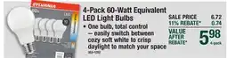 Menards 4-Pack 60-Watt Equivalent LED Light Bulbs offer