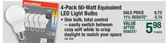 Menards 4-Pack 60-Watt Equivalent LED Light Bulbs offer