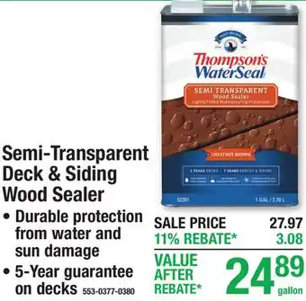 Menards Semi-Transparent Deck & Siding Wood Sealer offer