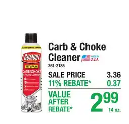 Menards Carb & Choke Cleaner offer