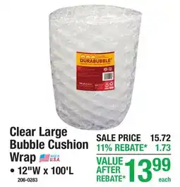 Menards Clear Large Bubble Cushion Wrap offer