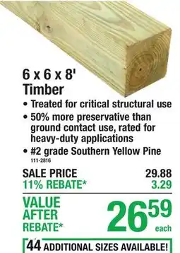 Menards 6 x 6 x 8' Timber offer
