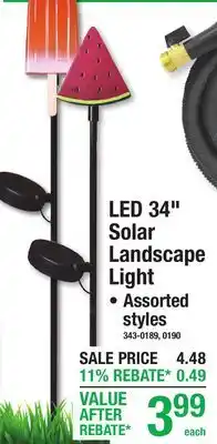 Menards LED 34 Solar Landscape Light offer