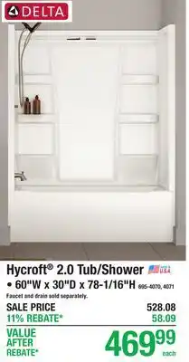Menards Hycroft 2.0 Tub/Shower offer