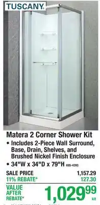 Menards TUSCANY Matera 2 Corner Shower Kit offer