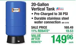 Menards 20-Gallon Vertical Tank offer