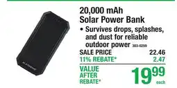 Menards 20,000 mAh Solar Power Bank offer