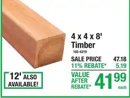 Menards 4 x 4 x 8' Timber REDWOOD offer