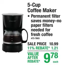 Menards 5-Cup Coffee Maker offer