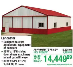 Menards Lancaster Post Frame Building offer