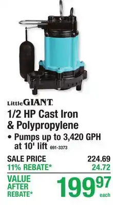 Menards Little GIANT 1/2 HP Cast Iron & Polypropylene offer