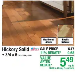 Menards Hickory Solid Hardwood Flooring offer