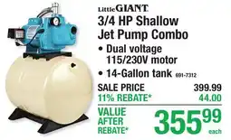 Menards 3/4 HP Shallow Jet Pump Combo offer