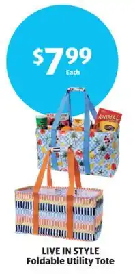 Aldi LIVE IN STYLE Foldable Utility Tote offer