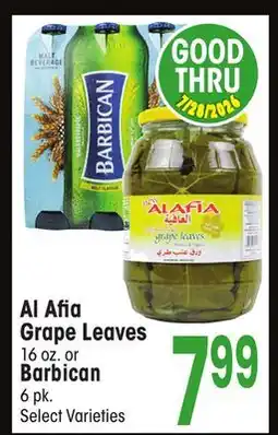 Jewel-Osco Al Afia Grape Leaves 16 oz. or Barbican 6 pk offer