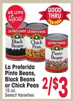 Jewel-Osco La Preferida Pinto Beans, Black Beans or Chick Peas offer